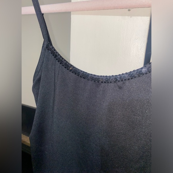 Black Beaded Neckline Tank Top, with Adjustable Straps | SIZE: M | MIKK Couture - Picture 3 of 5